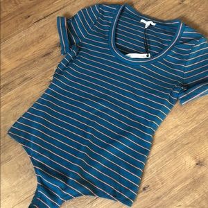 LBB-NWT Small Teal & Orange Striped Bodysuit